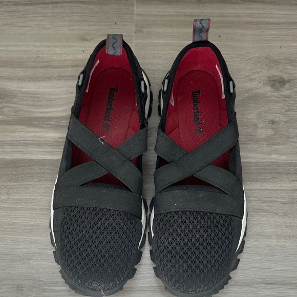 Timberland Black Mesh Slip-On Shoes with Red Interior - Picture 1 of 1
